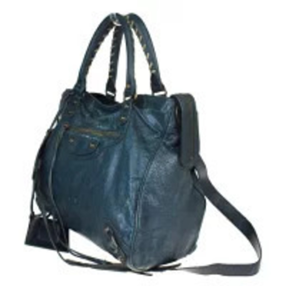 Balenciaga Hand Bag Handbag Shoulder Mirror Vero Navy Blue Leather Blue